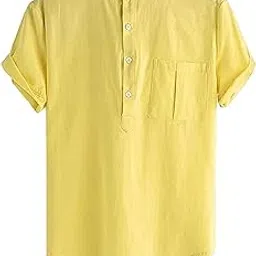 bollywood designer Men's Regular Fit Half Sleeve 100% Cotton Solid Superfine Collar Chest Pocket for Summerwear Short Kurta-picture-41