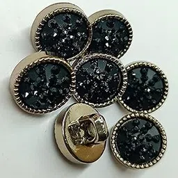 Bhavya Enterprises Black Dotted Small Stone Acrylic Buttons for Dresses, Kurtas, Kurtis, Shirts, Decoration, DIY (Size : 1.3 cm) (Pack of 20)-image-7