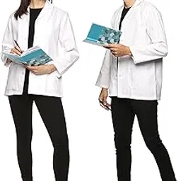 Professional Lab Coat, Polyester-Cotton Blend, White with Black Trim, Double-breasted Button Closure, Unisex-image-91