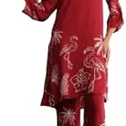 jisora Women's Russian Silk Red Co-ord Set-picture-55