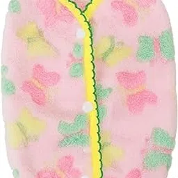 KUTKUT Soft Fleece Small Dog Cat Jacket with Colourfull Butterfly Print, Cozy Winter Pet Clothes for Small Dogs & Puppies, Warm Puppy Sweater Vest with Snap Buttons (Size: M, Chest: 40cm)-picture-21