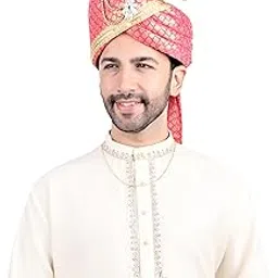 priyakant safawala Wedding Collection Brocade Safa (Pheta/Pagdi/Turban) for Wedding and Traditional Function Use It (Rani, Free - Size Velcro Adjustable System)-picture-21