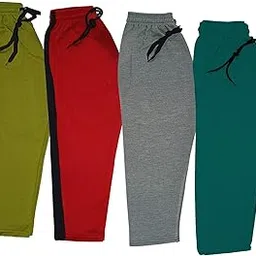 indiweaves Kids Unisex Solid Fleece Warm Track Pants Winter Lower for Boys & Girls (Magenta; Royal Blue; Red; Mehadi; 6-7 Years) Pack of 4-picture-32