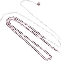 Silver Hip waist belly chain Vaddanam kamarbandhani Silver pink colour Belt for Half Saree-image-67