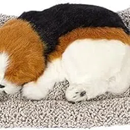 TREK TOYS WORLD Realistic Sleeping Puppy Soft Toy on Mat Battery Operated Breathing Dog Pet Toy for Kids, Home Decor & Gifting Beagle Look-picture-63