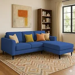 Grayon 3 Seater Convertible Sofa Set for Living Room, 3 Seater & Ottoman Modular Sectional Couch for Small Space (Blue Colour) Fabric-picture-15