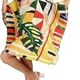 label aarna Muslin Cotton Short Kaftan with Digital Print and Hidden Adjustable Belt | Free Size [M-3XL] | Stylish Midi | Western wear | Kaftan Dress for Women-picture-30