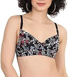 revoue Women's Nylon Padded T shirt Bra | Non Wired | Medium Coverage | Best in class Shoulder straps & Velvet touch hooks | Imported Light weight cups | Inspired By International Looks | Floral Print-picture-11
