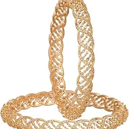 Gold Plated American Diamond CZ White Traditional Churi Bangles for Women/Girls-image-24