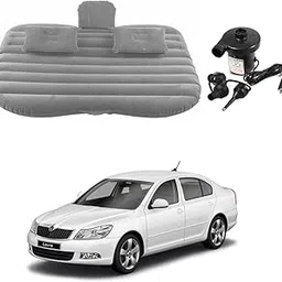 Oshotto Multifunctional Car Travel Bed Mattress with Two Air Pillows, Car Air Pump Compatible with Skoda Laura (Grey) image 1