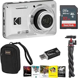 Kodak PIXPRO FZ55 Friendly Zoom Digital Camera, Bundle with 32GB Memory Card, Camera Bag, Tripod, Photo Editing Software, Card Reader (Silver)-picture-10