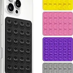amazon basics Suction Phone Case Multipurpose Hands-Free Sticky Pads for Phone Case Mount for Selfies Videos Mirror Shower Dashboard - Black, Yellow, Pink, Purple, Gray (5 Piece)-image-90