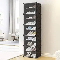 Shoe Rack Portable Shoe Rack Organizer 30 Pair Tower Shelf Storage Cabinet Stand Expandable, Boots, Slippers, 10 Tier Black-picture-10