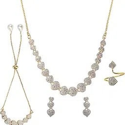 m creation American Diamond Studded Beautiful Combo Set For Women-picture-45