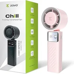 ZOVO Chill Personal Mini Hand Fan, 10500 RPM | LED Digital Display | 1-199 Speed | For Travel, Office, Shopping, Concerts & Outdoor (Pink)-picture-15