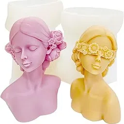 SOFTCREATO Blind Folded and Closed Eye Women Face Shape Silicone Candle Molds I 3D Fondant Silicone Bust of Girl Wax Mould I Ornament Aromatherapy Plaster, Soap, Resin Casting, Making Tool-2Pcs-picture-23