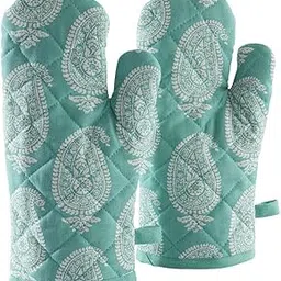 MeeTo 100% Cotton Padded Oven Gloves in Paisley Offer Exceptional Heat Protection and Comfort Perfect for Multipurpose Use Baking, Cooking, and Grilling with Style and Safety (2 Piece)-picture-21