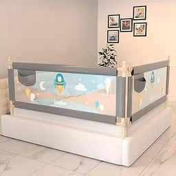 BAYBEE Baby Bed Rails Guard Barrier for Baby Kids Safety, Portable Bed Rail Falling Protector Fence with Adjustable Height, Foldable Bed Rails for Newborn Baby Kids (180x63 cm (Pack of 2), Grey)-image-27