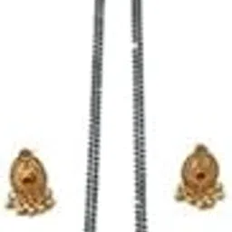 aaiku Traditional Maharashtrian Pendant Mangalsutra | Gold Plated Long Chain with Black Beads | Stylish Tanmaniya Nallapusalu Chains Necklace for Women & Girls-picture-28