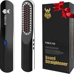 VIKICON Invjoy Beard Straightener For Men, Beard Straightening Comb With Cordless/Mini Sized/Auto Shut Off/Anti Scald For Traveling, Home, Dating, Meeting, Camping Etc,Multicolour-picture-22