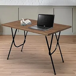 MAHARAJA Premium Taxture Portable & Foldable Wooden Table Desk, Computer Table for Home, Writing Desk for Office, Folding Table for School & Study Table (Teakwood)-image-8