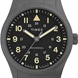 timex Expedition Field Post Mechanical Handwind Watch for Man with Black Round Dial & Black Stainless Steel Bracelet Band Water Resistant Men's Wrist Watches - TW2V41700X6-picture-20