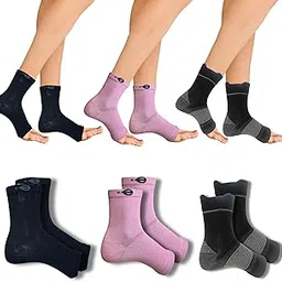 Ecosync Open Toe Bamboo Cotton Neuropathy Compression Socks - Combo Pack of 3 (Black + Baby Pink + Charcoal), Moisture-Wicking, Pain Relief, Seamless, Anti-Bacterial, Eco-Friendly, Unisex.-picture-10