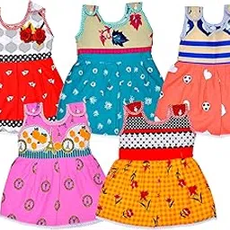 sathiyas Baby Girl's A-Line Knee Length Multicolored Cotton Printed Dresses-picture-43