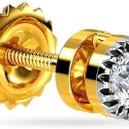 kisna 18KT BIS Hallmark Pure Rose Gold and SI Real Diamond Apollo Stud Earring for Mens-picture-18