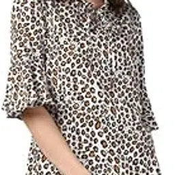 Women's Polyester Animal Print Bell Sleeve Top (Orange - Black, M)-PID55900-picture-43