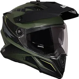ROYAL ENFIELD Optimus Dual Sport Motocross Helmet | Certification: ISI & DOT |Outer Shell: ABS|Impact Protection: Dual EPS|Double D-Ring Magnetic Lock|UV Treated & Scratch Resistance|Green (XL) 62CM-picture-23