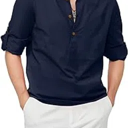 zombom Men's Cotton Blend Mandarin Collar Self One Design Full Sleeve Casual Short Kurta-picture-24