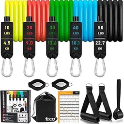 iECO Foam 11 Pcs Resistance Bands Set - Stackable Up To 150 Lbs, Home Workout, Perfect Muscle Builder For Leg, Arms, Back, Chest, Belly-picture-16