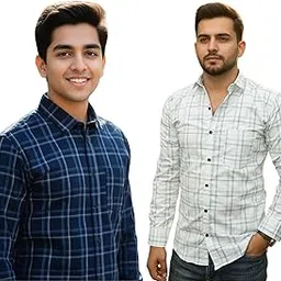 msstru Men’s Checkered Pattern Regular Fit Shirt Pack of 2 | Full Sleeve Cotton Shirts for Men and Boys-picture-47