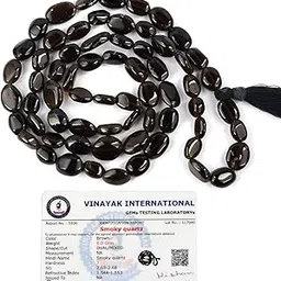 Certified Smoky Quartz Mala/Necklace Natural Crystal Stone Reiki Healing Oval Bead Mala. Charged By Reiki Grandmaster & Vastu Expert-image-54