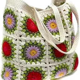 DECORATION Handmade Crochet Handbag For Women And Girls | Handcrafted Handbags For Daily, Relaxed Fit Bag Office And Causal Use,Multi-picture-25