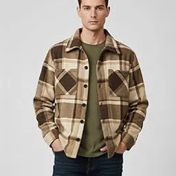 bilbury Men's Cotton Bland Fleece-Lined Flannel Shirt Jacket | Warm Winter Plaid Shacket-picture-11