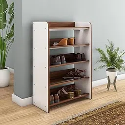 Nilkamal Itsy 5 Tier Shoe Rack|Engineered Wood Build|Holds 15 Pairs of Footwear|Ideal for Entryway, Hallway, Closet, Office, Dorm Room|White/Walnut-picture-24