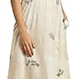 w for woman Women's Fit and Flare Ecru Sleeveless Western Full Length Dress-picture-49