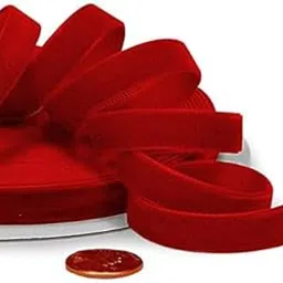 Samariya 10m Roll 1" Red Valvet Fabric Ribbon, Decorative Ribbons for Christmas & Gift Indoor/Outdoor Decor-picture-43