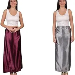 Satin Silk Sarees Petticoat for Women - Pack of 2 | Sari Underskirt | Saree Shapewear Petticoat Skirt with Adjustable Drawstring | Smooth Comfortable Waist-Slip (Free Size)-image-66