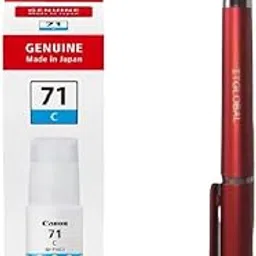Canon Gi 71 Cyan Ink Bottle Pixma G1020 G2020 G2021 G2060 G3020 G3021 G3060 with ITGLOBAL 3in1 Multi-Function Mobile Phone Stand Stylus Pen (Very Colors)-image-1
