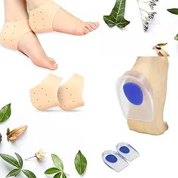 Silicone Gel Heel Pad Socks With Orthopedic Heel Support, Ideal For Heel Pain Relief, Swelling, And Dry Cracked Heels Repair. Includes Ankle Support Cushion And Heel Protection (Combo),Multi-picture-45
