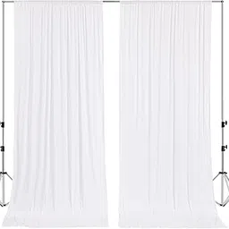 HomeArt 4 Ft. x 12 Ft. White Backdrop Curtains Panels, Wrinkle Free Polyester Photography Backdrop Drapes, Wedding Party Home Decoration Supplies image 1