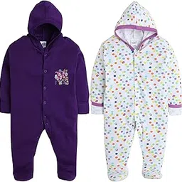 eio 100% Cotton Hooded Baby Rompers Combo Pack | Hooded Sleepsuit/Jumpsuit/Night Suit for Newborn Boys & Girls | Infant Bodysuit with Titch Buttons | Soft & Breathable Sleepwear-picture-14