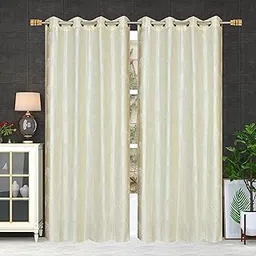 Premium Polyester Door Curtains 8 feet Long Set of 1 (Cream, 4 feet x 8 feet) image 1