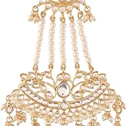 i jewels Gold Plated Traditional Kundan & Pearl Hair Jewellery Passa Headpiece Hair Accessory For Women/Girls-picture-50