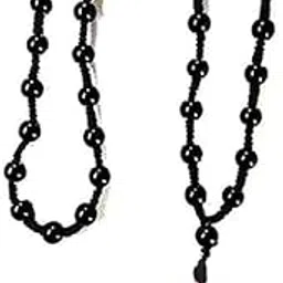 ervio Black Beads and Cotton Dori OM Pendant Locket Necklace Chain for Men & Boys-picture-13