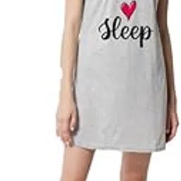 Women’s Cotton Nighty | Printed Knee Length Long Top | Short Sleeve T-Shirt |Short Nightdress | Grey Color | I Love Sleep Night Gown | Long T-Shirt | Sleepwear & Casual Wear Nighty-image-99