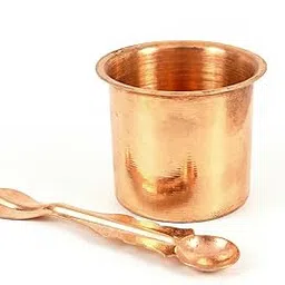 Lakshe Kii Dukaan Copper Panchpatra Set with Achamani Spoon for Pooja | Traditional Handmade Hindu Temple Worship Vessel with Charnaamrit Spoon for Diwali, Puja, Housewarming & Spiritual Rituals (5.75cm Diameter)-picture-15